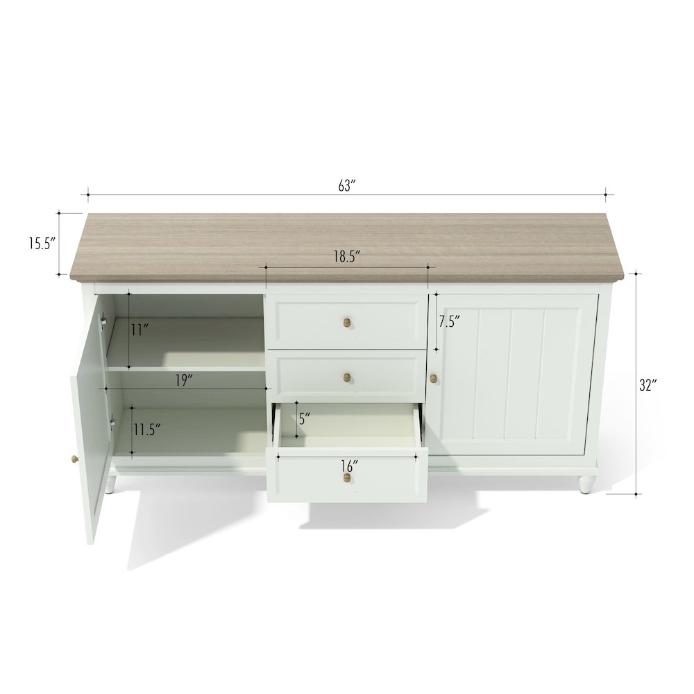 Chenon Sideboard - White & Brown. Picture 8