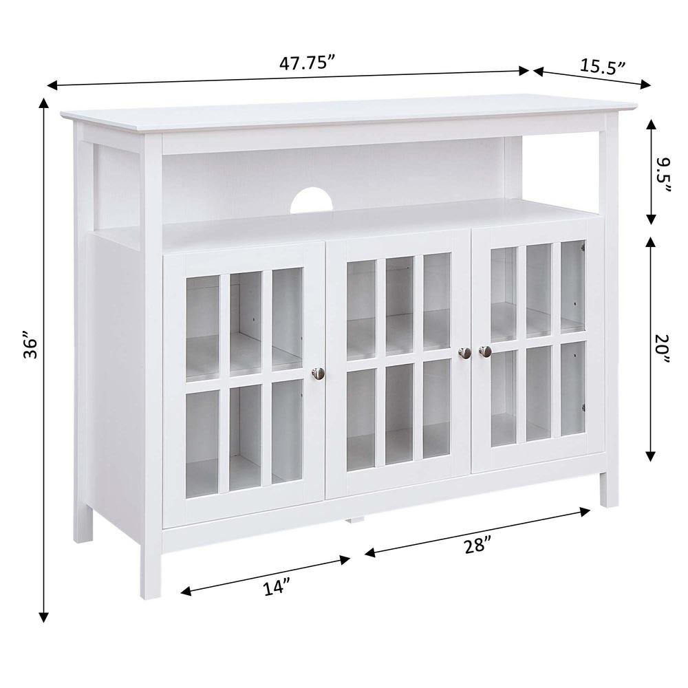 White TV Stand with Storage Cabinets and Shelf for TVs up to 55 Inches. Picture 3