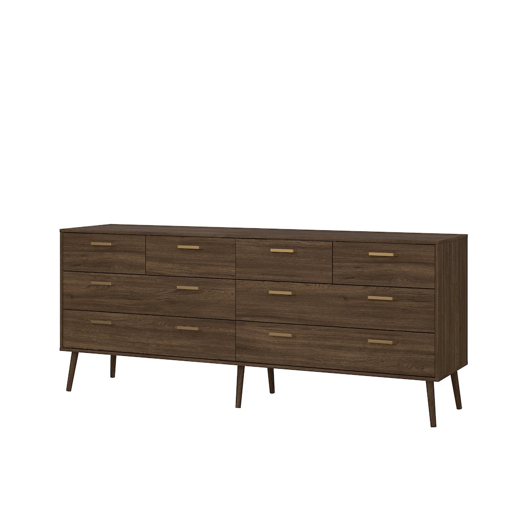Tone 8 Drawer Double Dresser, Mocha Oak. Picture 1