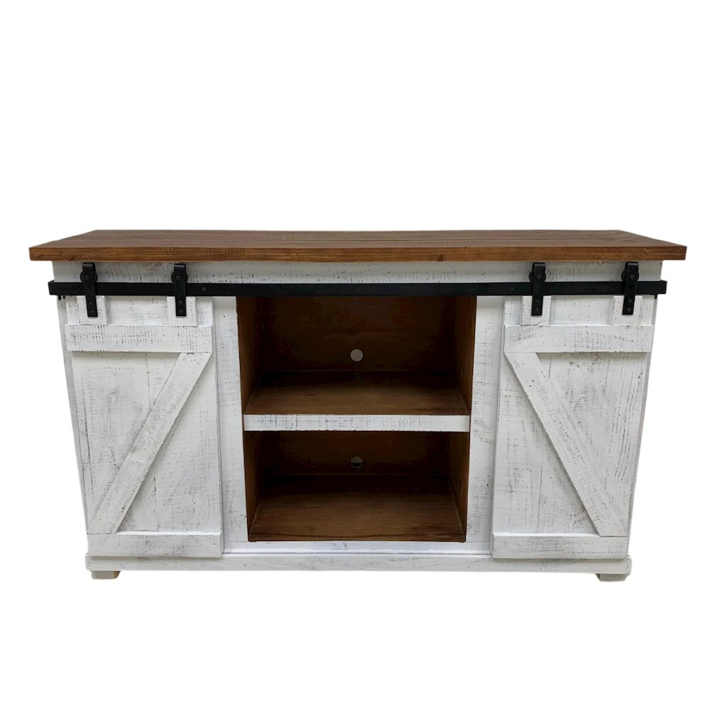 Westgate 60" Sliding Barn Door TV Stand - White. Picture 1