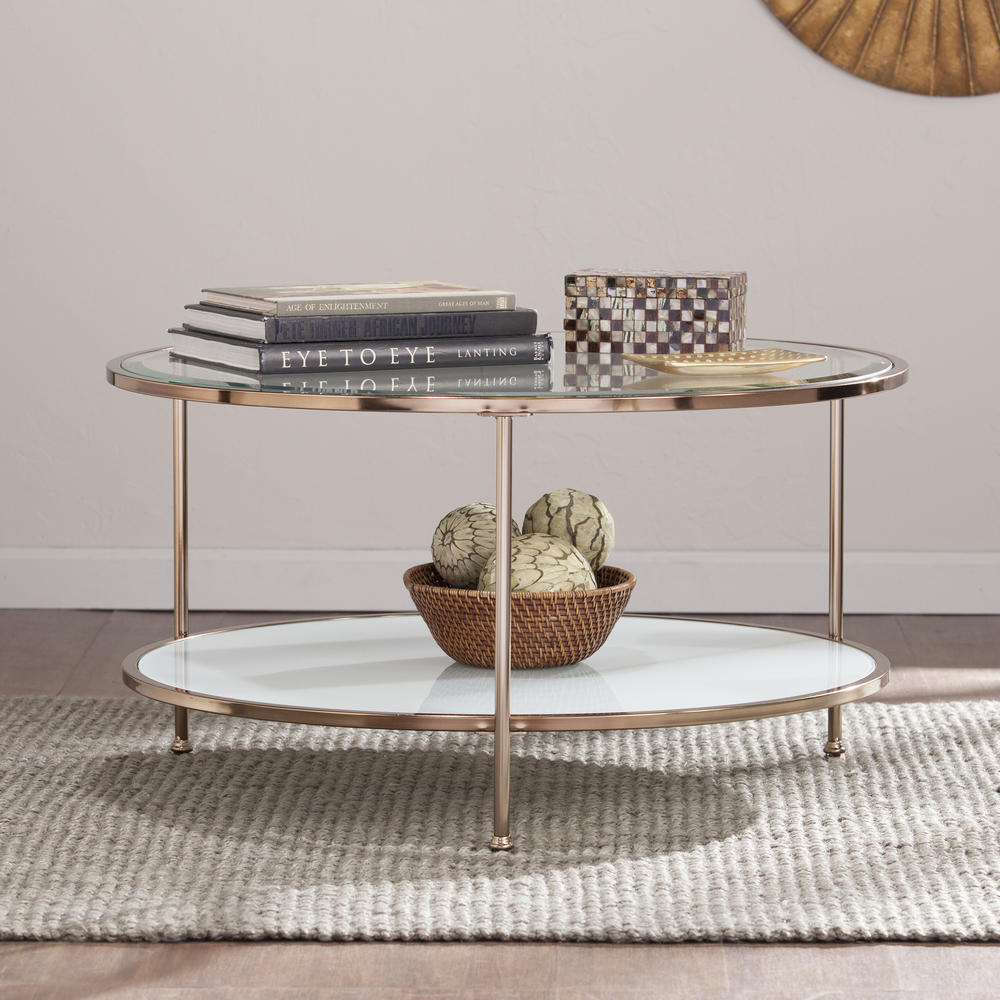Risa Cocktail Table, Gold, 34 in x 34 in x 18 in. Picture 2