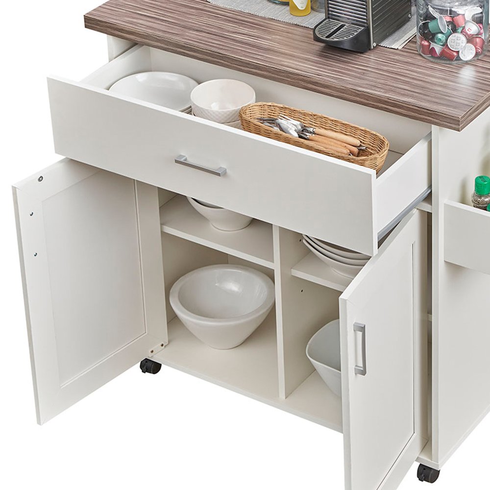 Techni Home Deluxe Mobile Kitchen Island Cart with Water Resistant Top. Picture 6