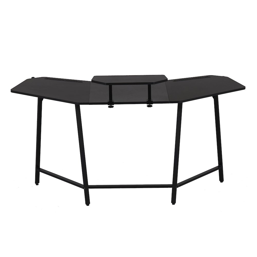 Gaming Desk with Shelf & Accessory Holders, Black. Picture 5