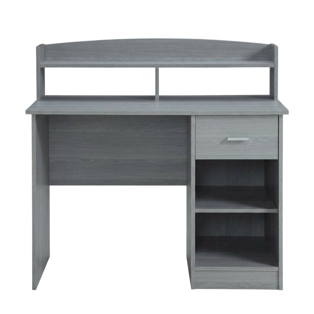 Wooden Desk with Hutch in Gray - Student & Home Office Workspace. Picture 4