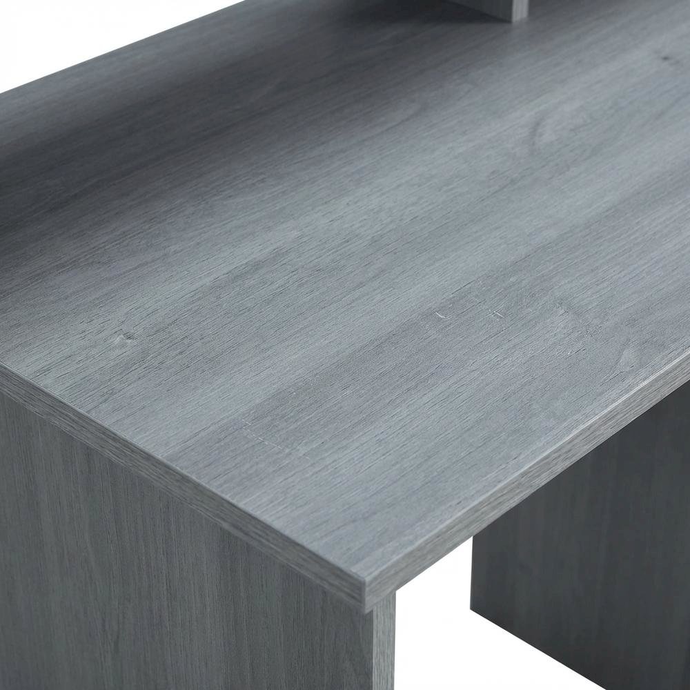 Wooden Desk with Hutch in Gray - Student & Home Office Workspace. Picture 5