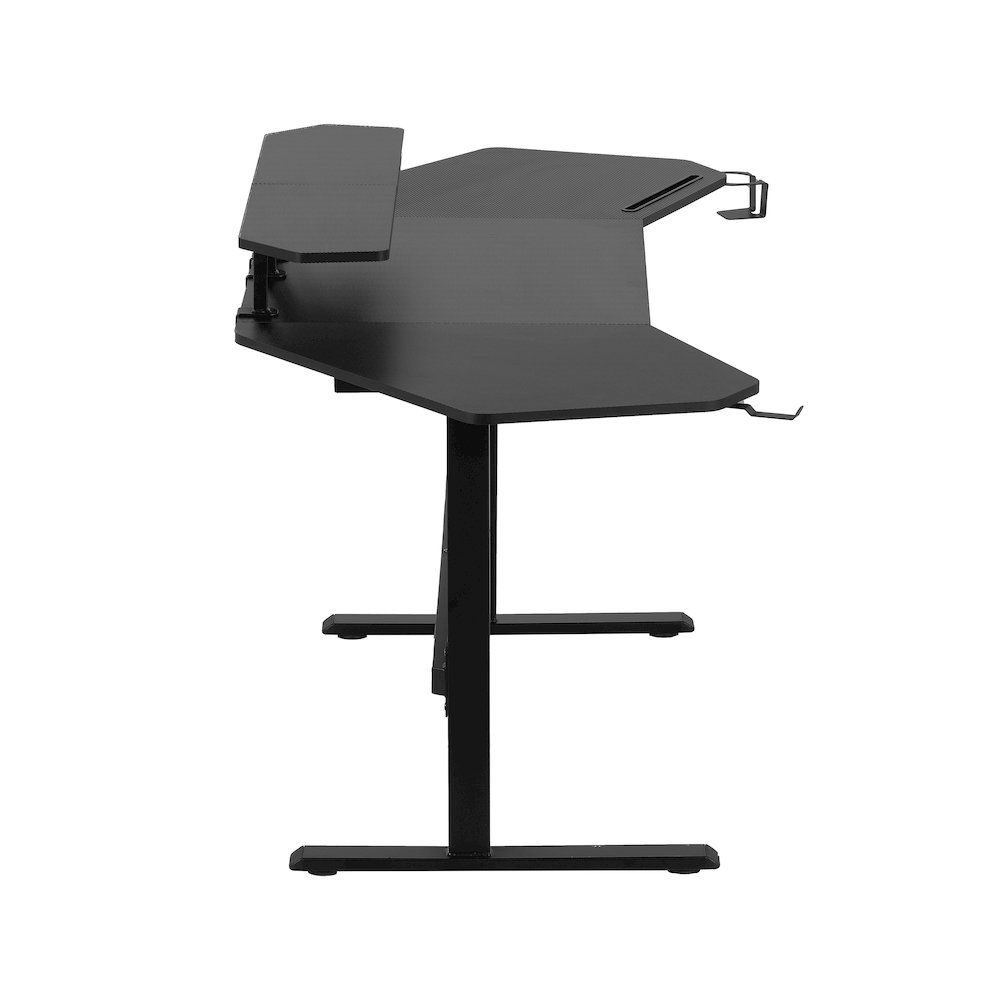 Gaming Desk with Shelves & Accessory Holder, Black. Picture 4