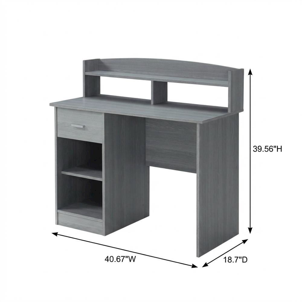 Wooden Desk with Hutch in Gray - Student & Home Office Workspace. Picture 7