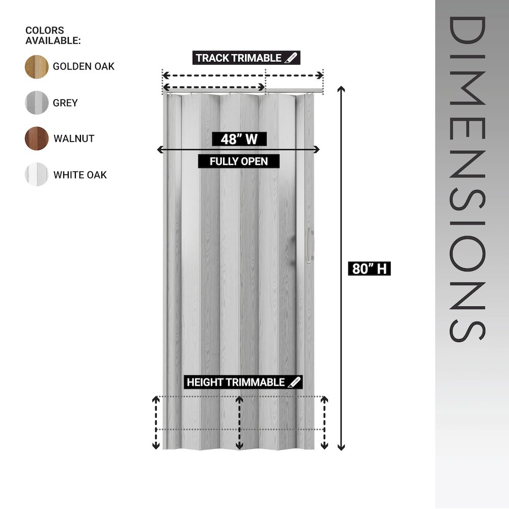 48 W PVC Foldable Accordion Doors or Privacy Room Divider for Internal Use. Picture 8