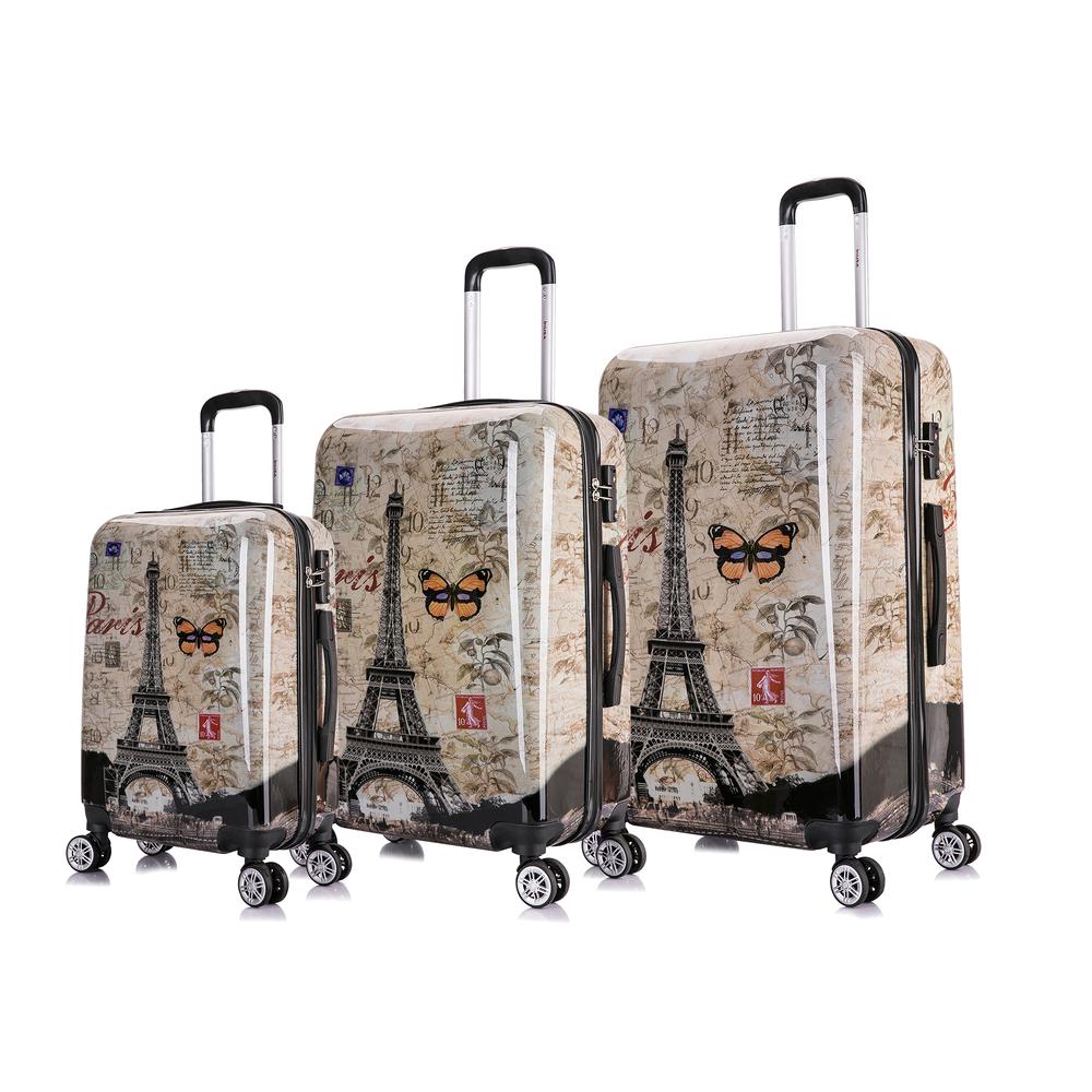 InUSA Prints Lightweight Hardside Spinner 3 Piece Set 20'',24'',28'' Paris. Picture 1