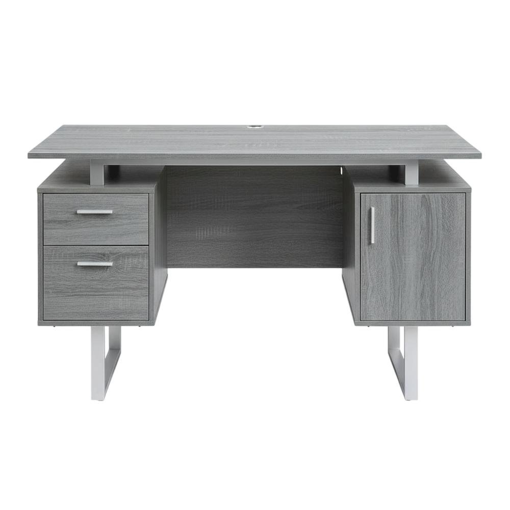 Modern Office Desk With Storage In Neutral Finish For Workspace Organization. Picture 4