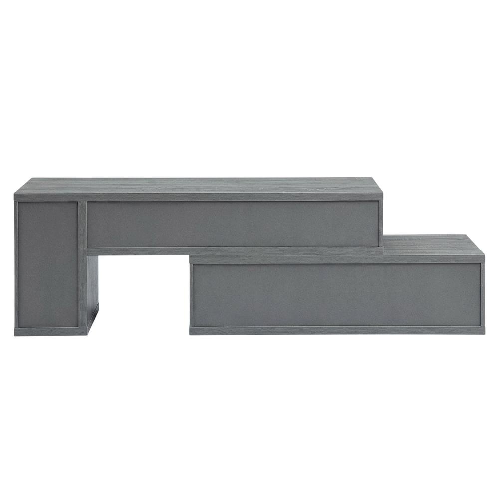 Adjustable TV Stand Console in Black with Sturdy Metal Frame, Cable Management. Picture 3
