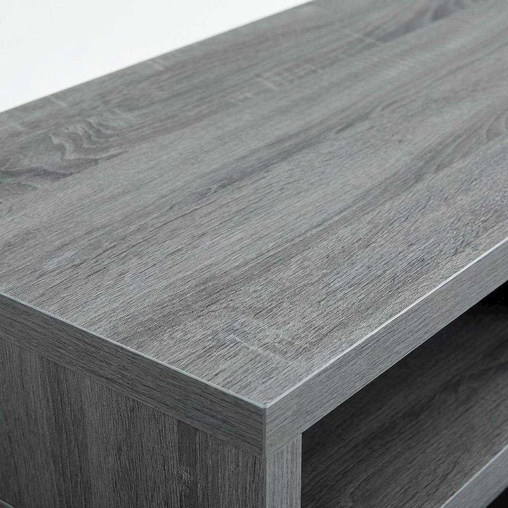 Adjustable TV Stand Console in Black with Sturdy Metal Frame, Cable Management. Picture 4