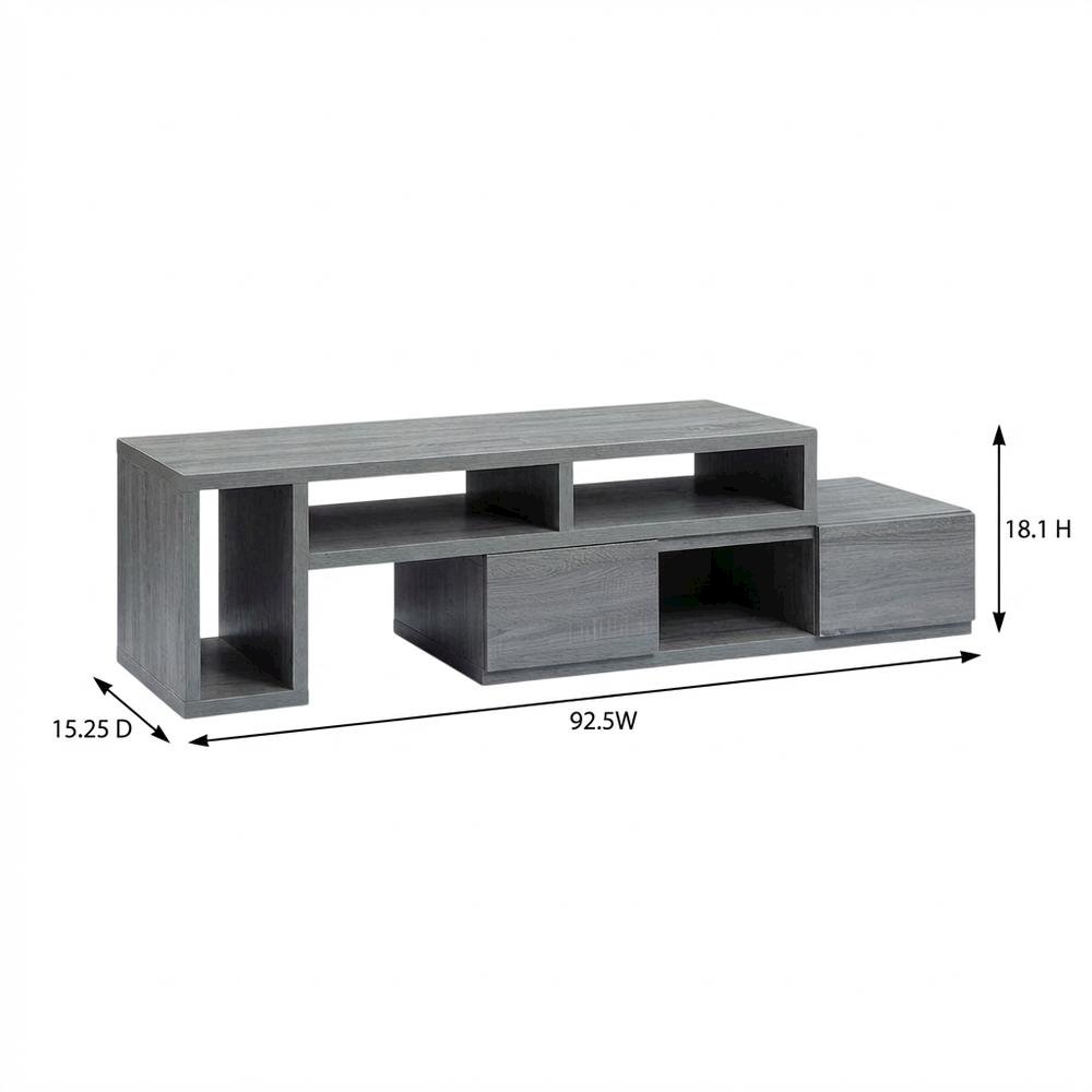 Adjustable TV Stand Console in Black with Sturdy Metal Frame, Cable Management. Picture 6