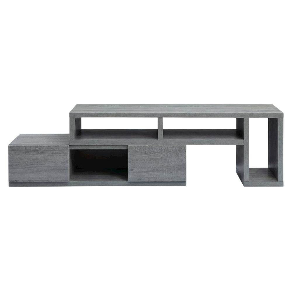 Adjustable TV Stand Console in Black with Sturdy Metal Frame, Cable Management. Picture 2