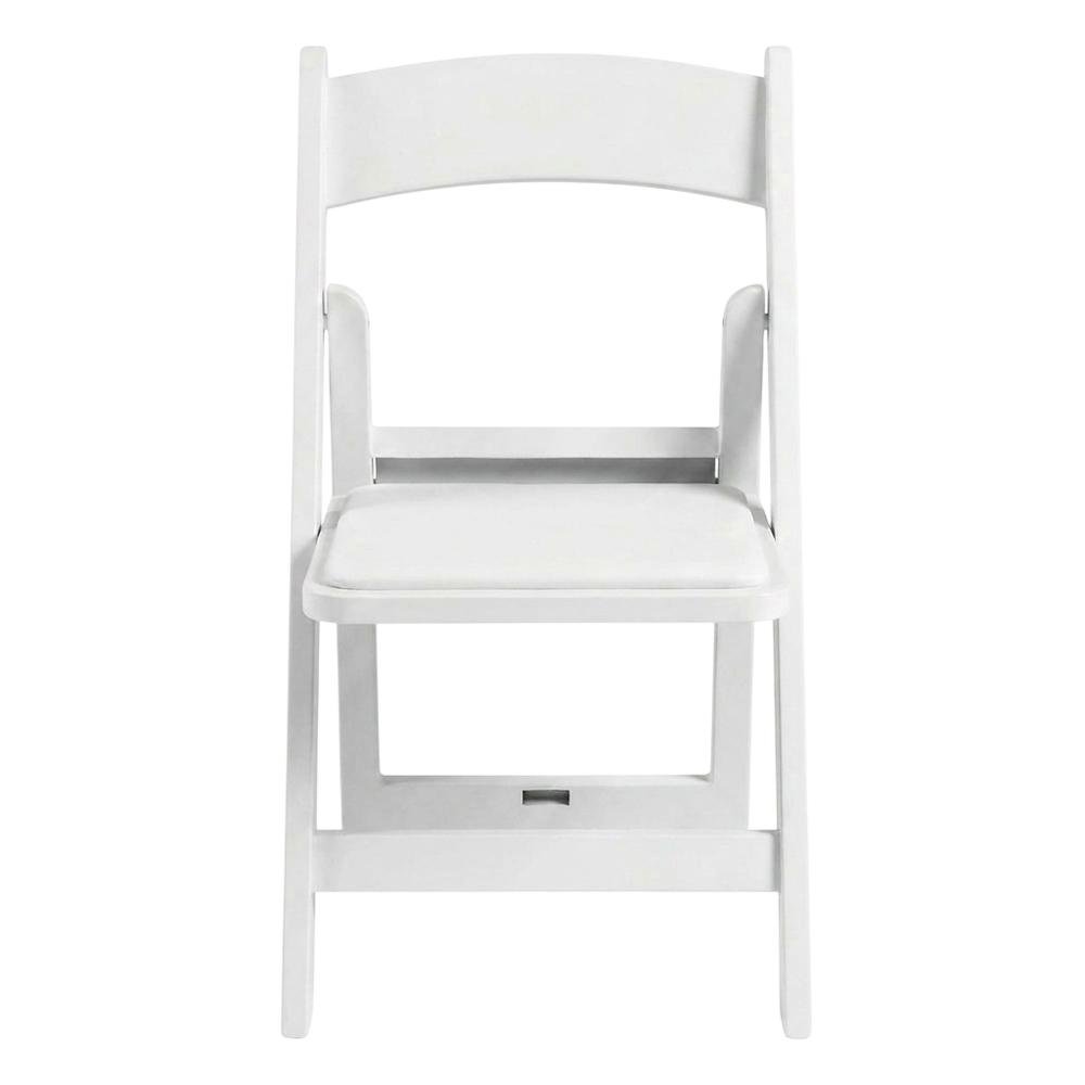 White Resin Folding Chairs Set of 4, Padded Seat, Stackable Indoor Outdoor. Picture 4