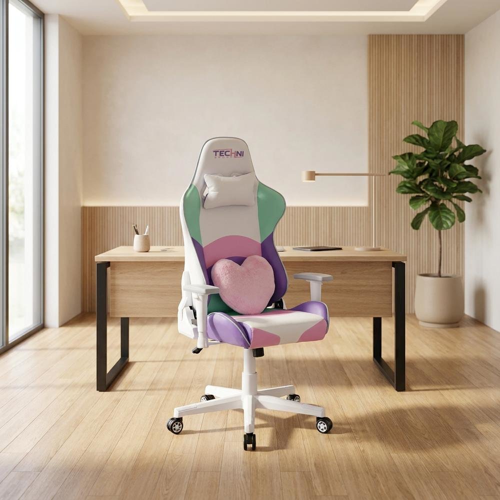 Kawaii Office and Gaming Chair with Ergonomic Design and Breathable Mesh. Picture 2