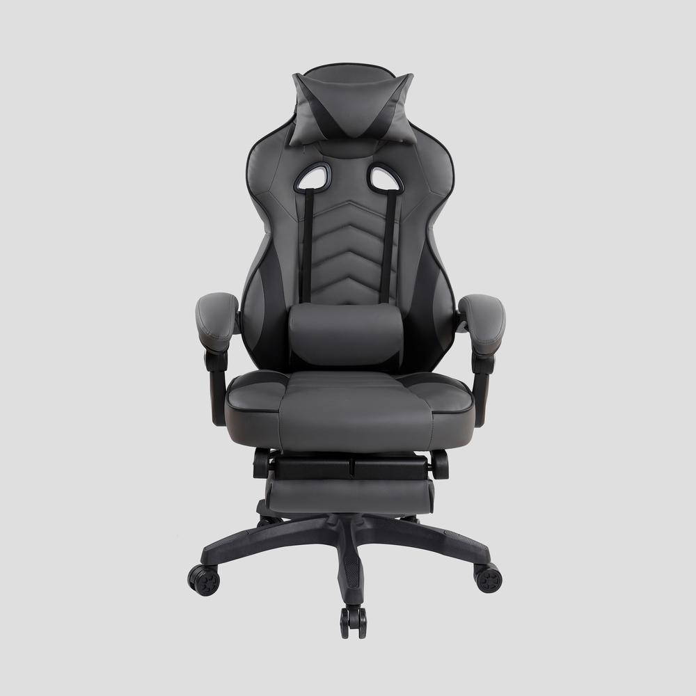 Reclining PU Leather Executive Office Chair with Footrest. Picture 14