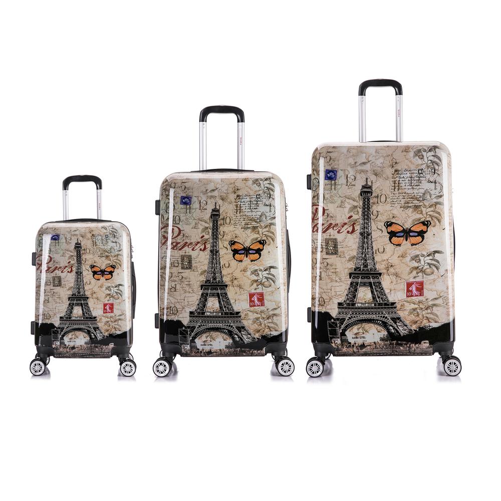 InUSA Prints Lightweight Hardside Spinner 3 Piece Set 20'',24'',28'' Paris. Picture 2