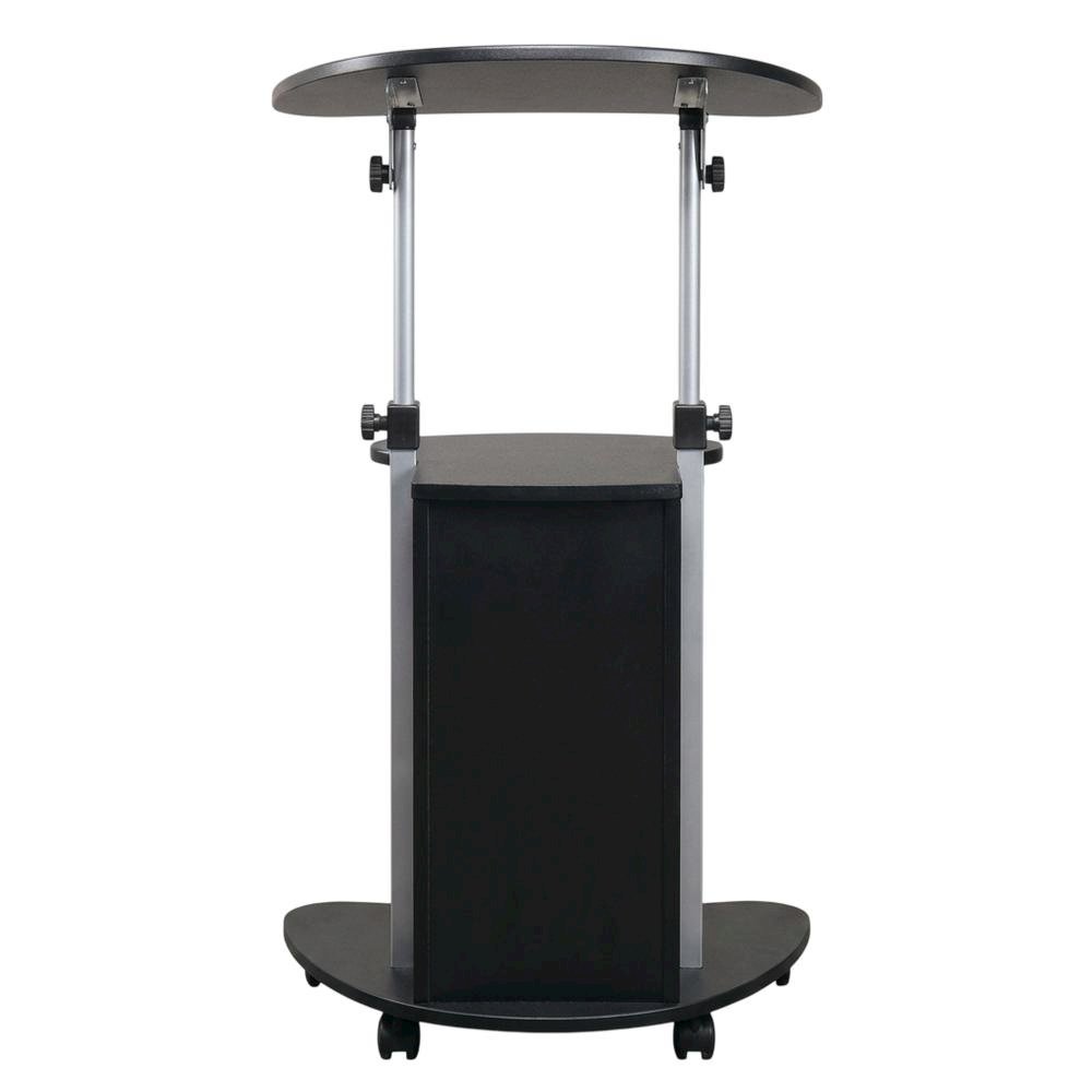 Black Rolling Adjustable Laptop Cart with Storage and Keyboard Shelf. Picture 2