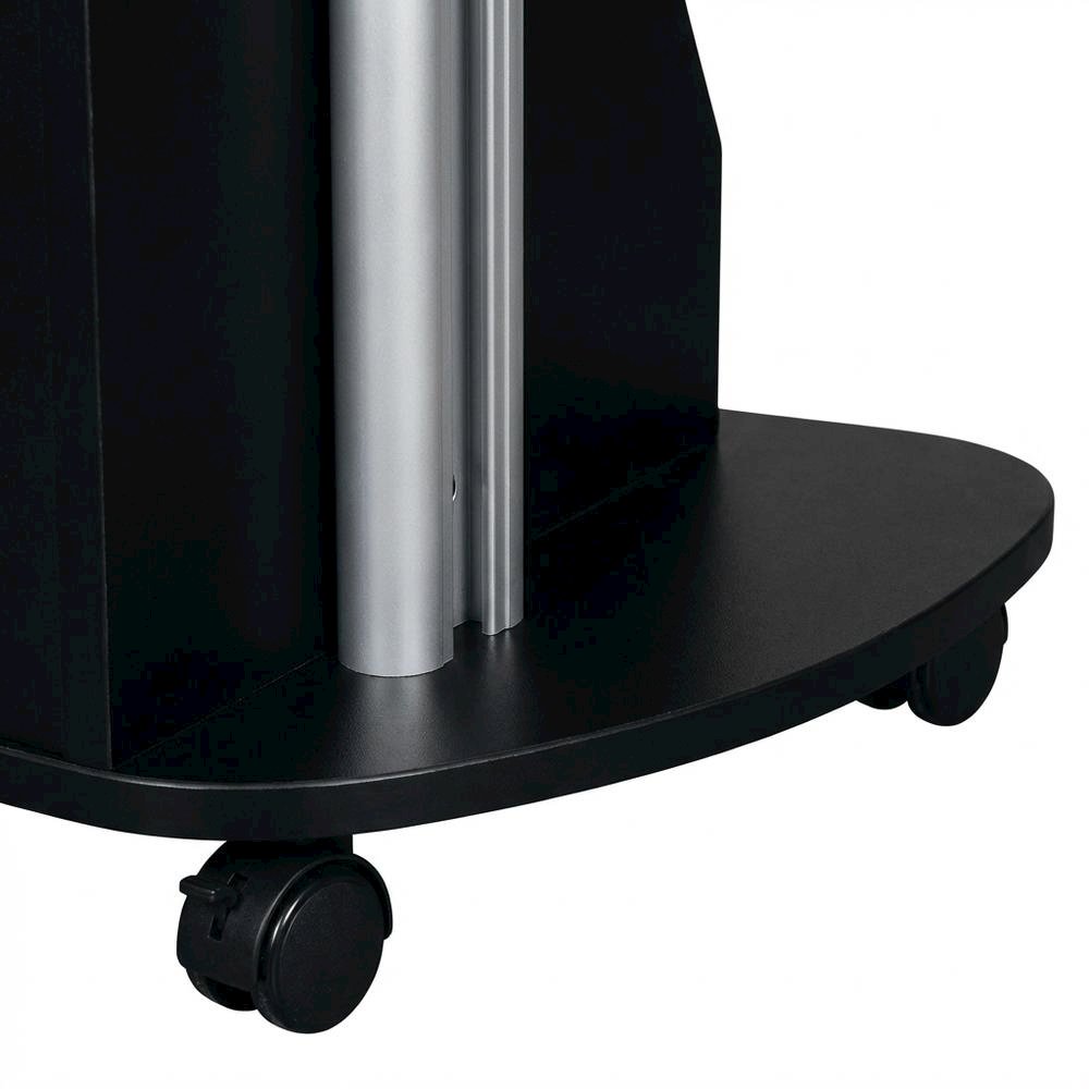 Black Rolling Adjustable Laptop Cart with Storage and Keyboard Shelf. Picture 5