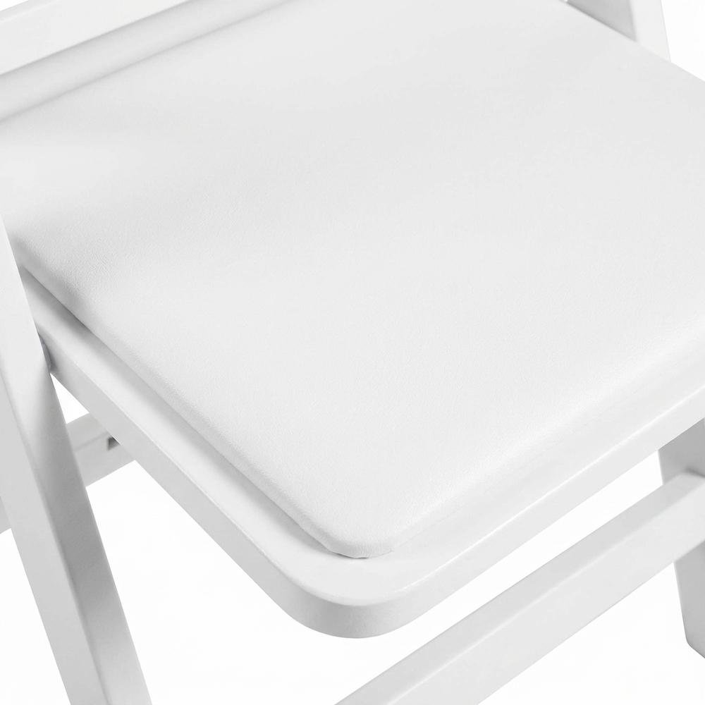 White Resin Folding Chairs Set of 4, Padded Seat, Stackable Indoor Outdoor. Picture 5