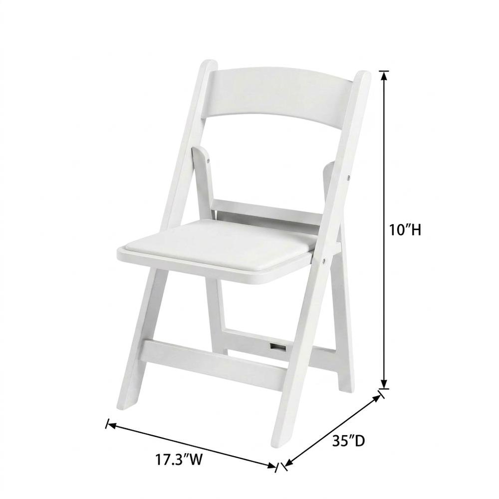 White Resin Folding Chairs Set of 4, Padded Seat, Stackable Indoor Outdoor. Picture 7