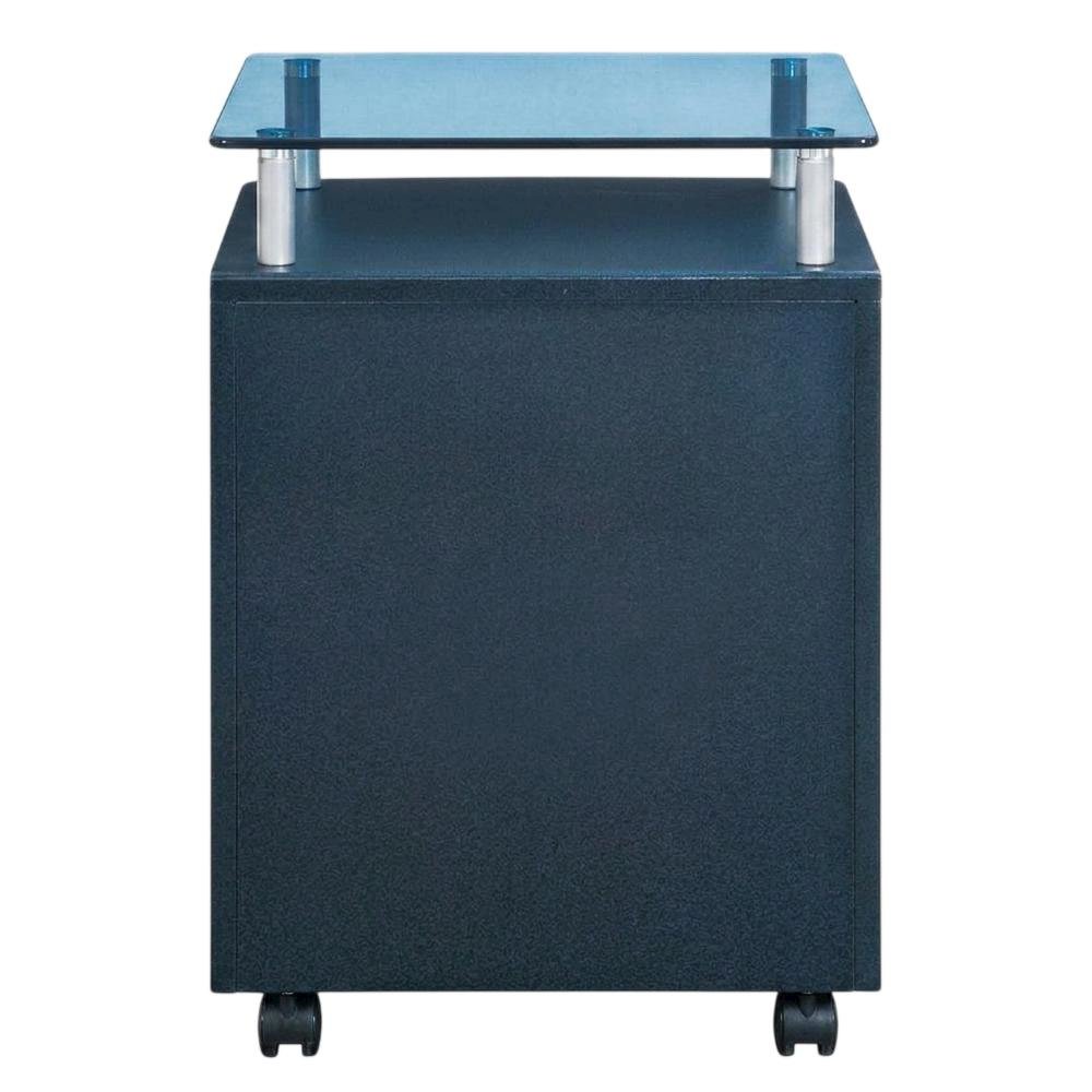 Graphite Rolling File Cabinet with Glass Top for Office Storage. Picture 5