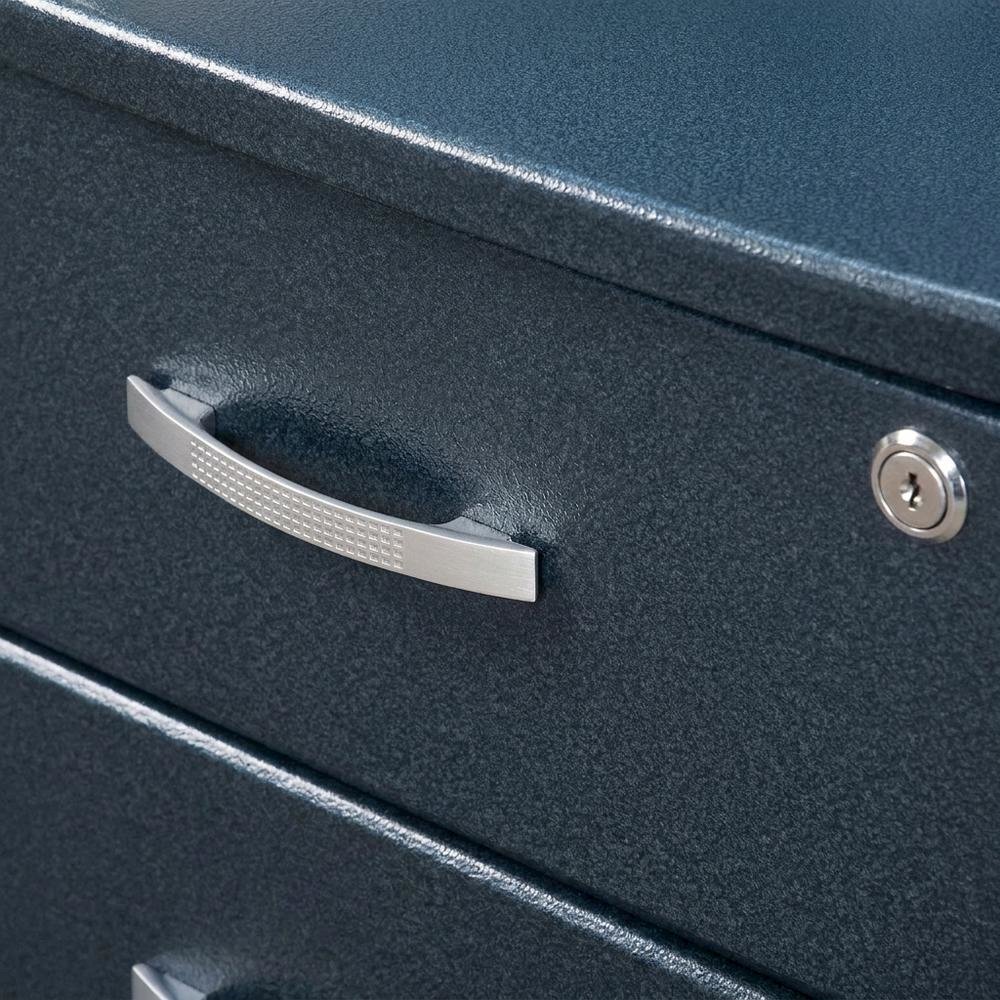 Graphite Rolling File Cabinet with Glass Top for Office Storage. Picture 8