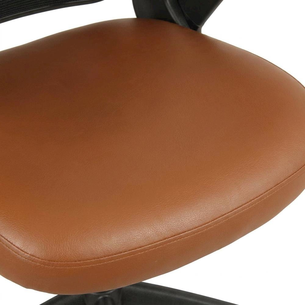 Brown Mesh Mid-Back Office Chair with Height-Adjustable Arms. Picture 7