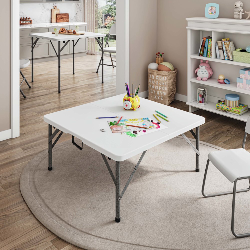 34” Square Folding Table, Height Adjustable Foldable Table. Picture 13