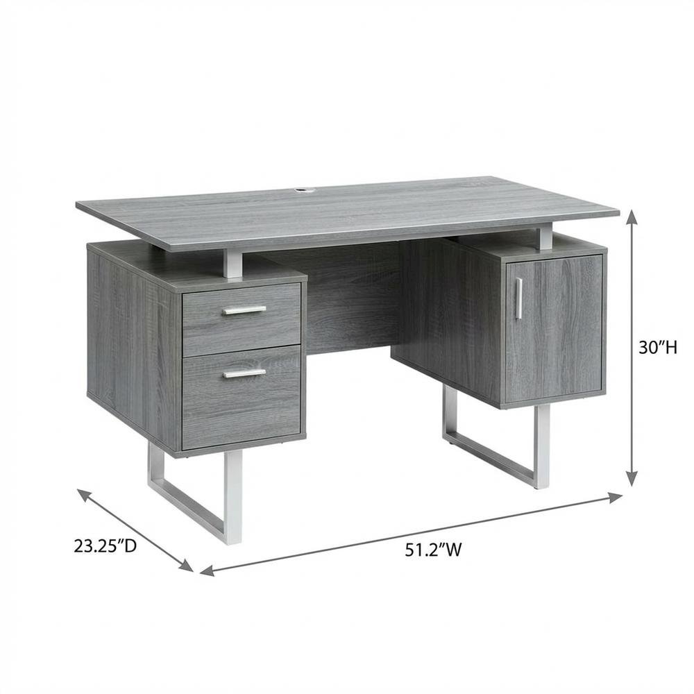 Modern Office Desk With Storage In Neutral Finish For Workspace Organization. Picture 7