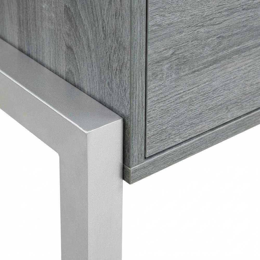Modern Office Desk With Storage In Neutral Finish For Workspace Organization. Picture 6