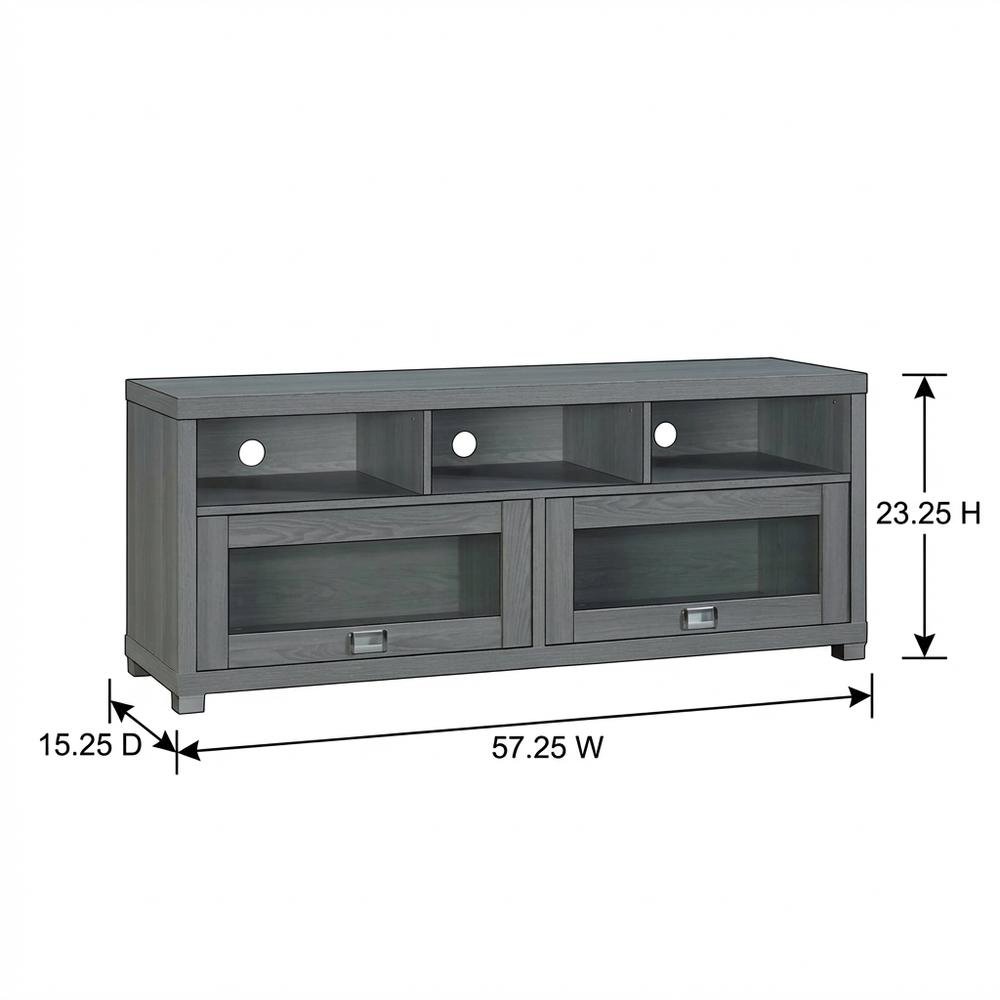Grey TV Stand for up to 60-inch Screens with Sturdy Construction, Modern Design. Picture 5