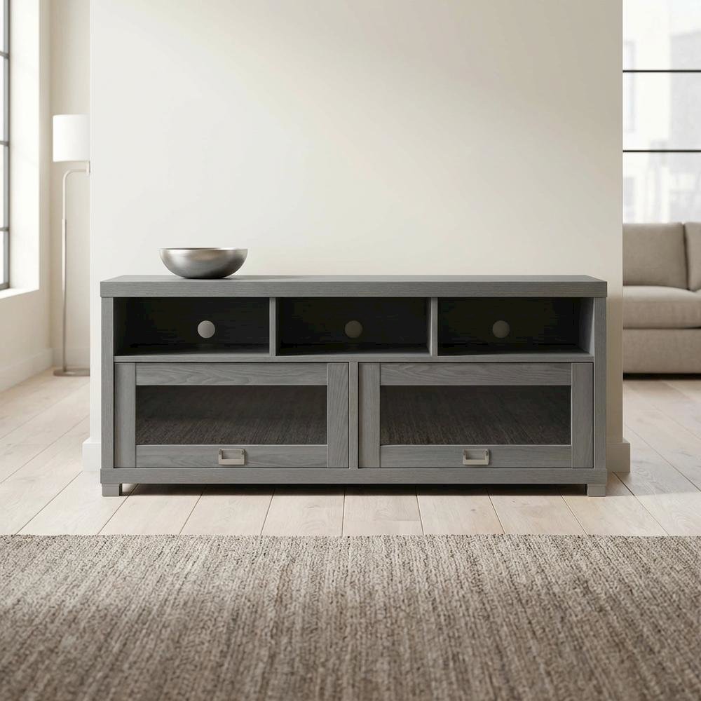 Grey TV Stand for up to 60-inch Screens with Sturdy Construction, Modern Design. Picture 7