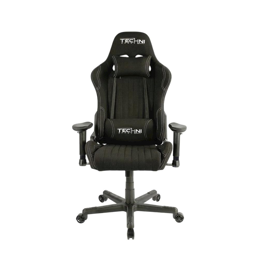Black Fabric Ergonomic High Back Racing Gaming Chair. Picture 1