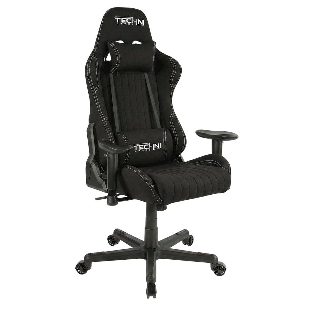 Black Fabric Ergonomic High Back Racing Gaming Chair. Picture 3
