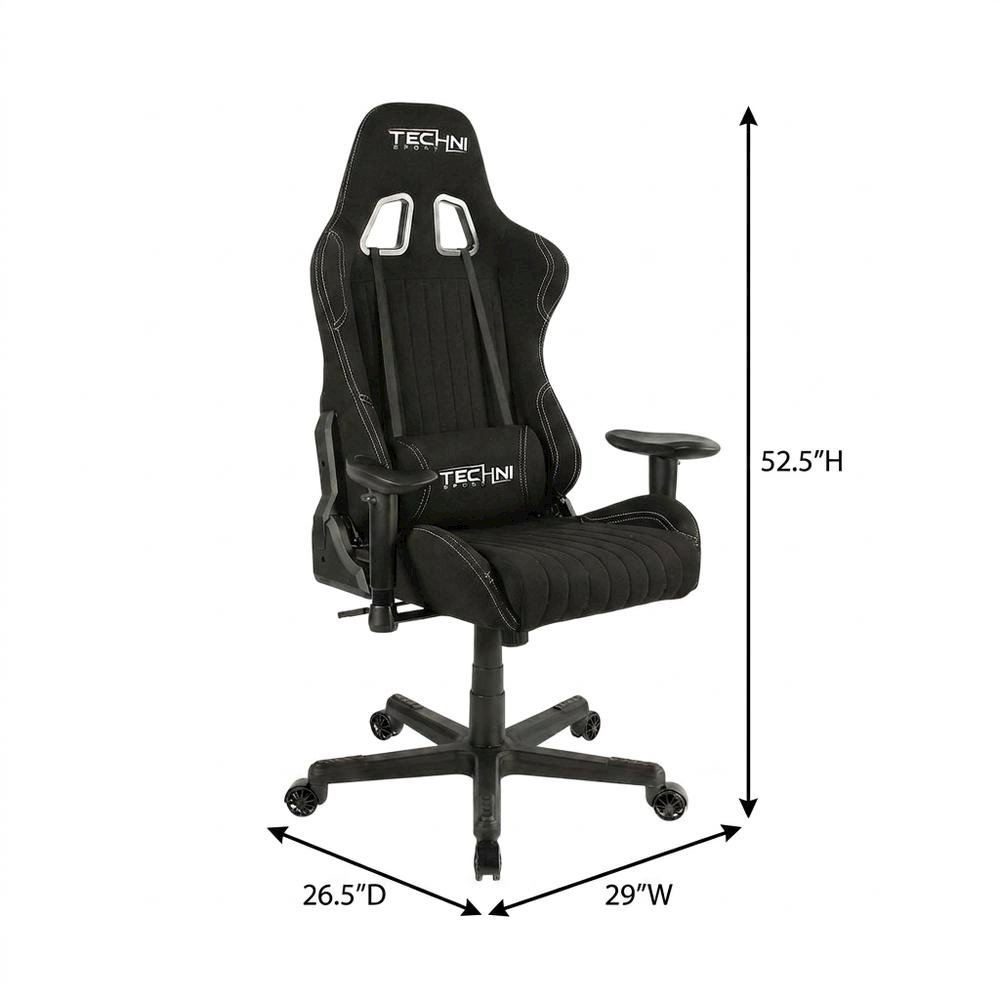 Black Fabric Ergonomic High Back Racing Gaming Chair. Picture 5