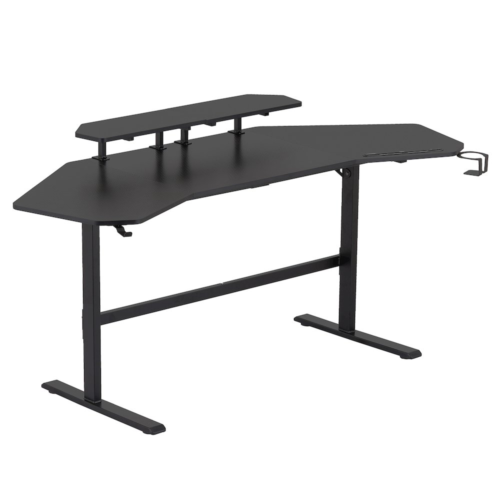 Gaming Desk with Shelves & Accessory Holder, Black. Picture 1