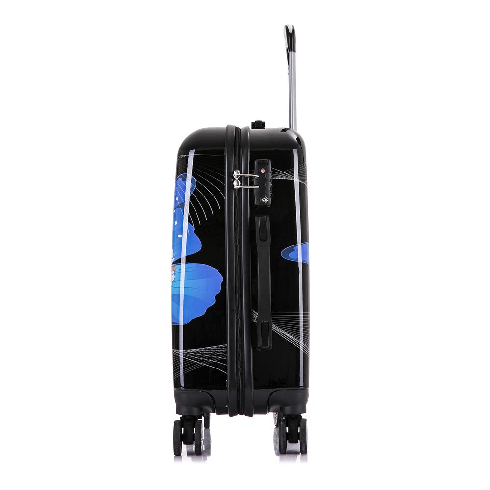 InUSA Prints Lightweight Hardside Spinner 20 inch Black Butterfly. Picture 3