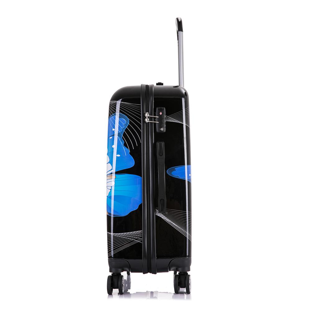 InUSA Prints Lightweight Hardside Spinner 24 inch Black Butterfly. Picture 3
