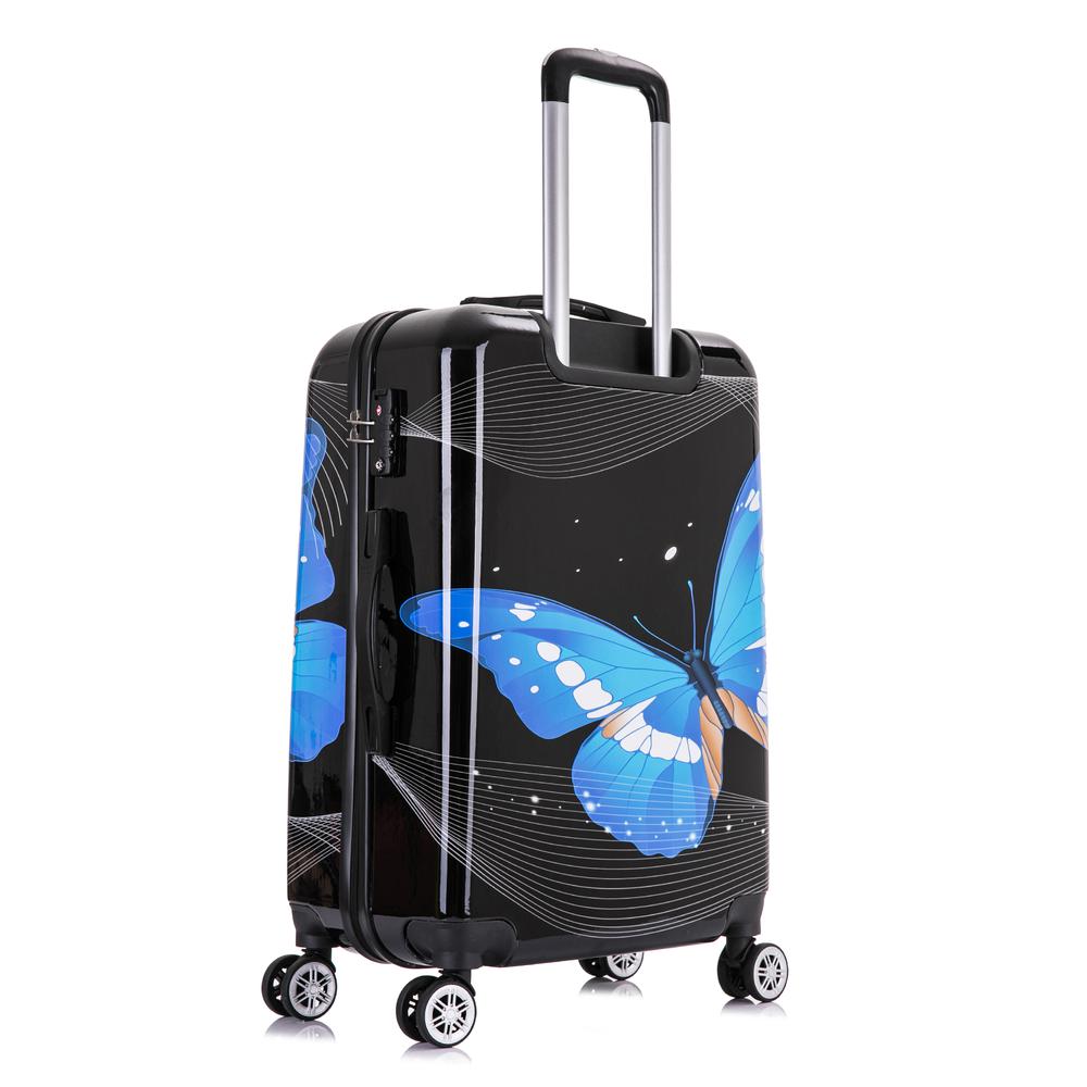 InUSA Prints Lightweight Hardside Spinner 24 inch Black Butterfly. Picture 4