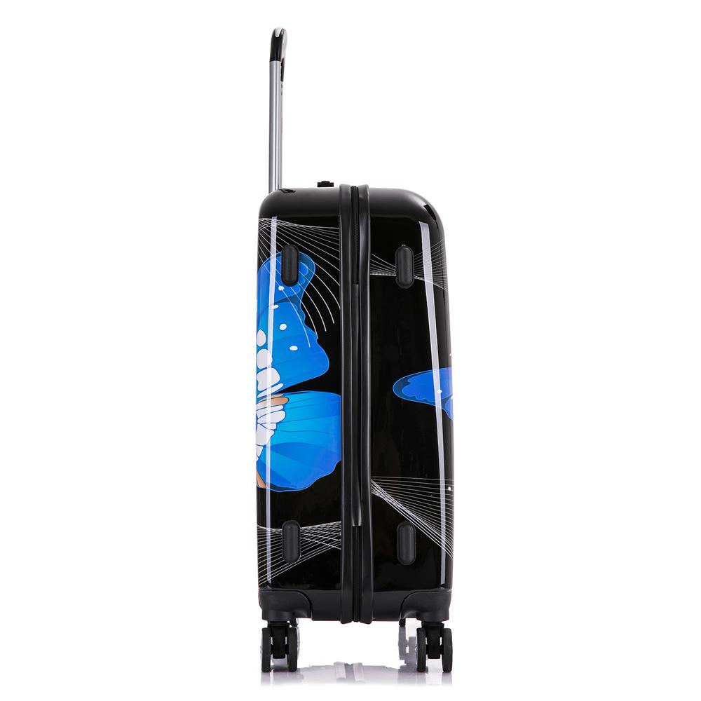 InUSA Prints Lightweight Hardside Spinner 24 inch Black Butterfly. Picture 6
