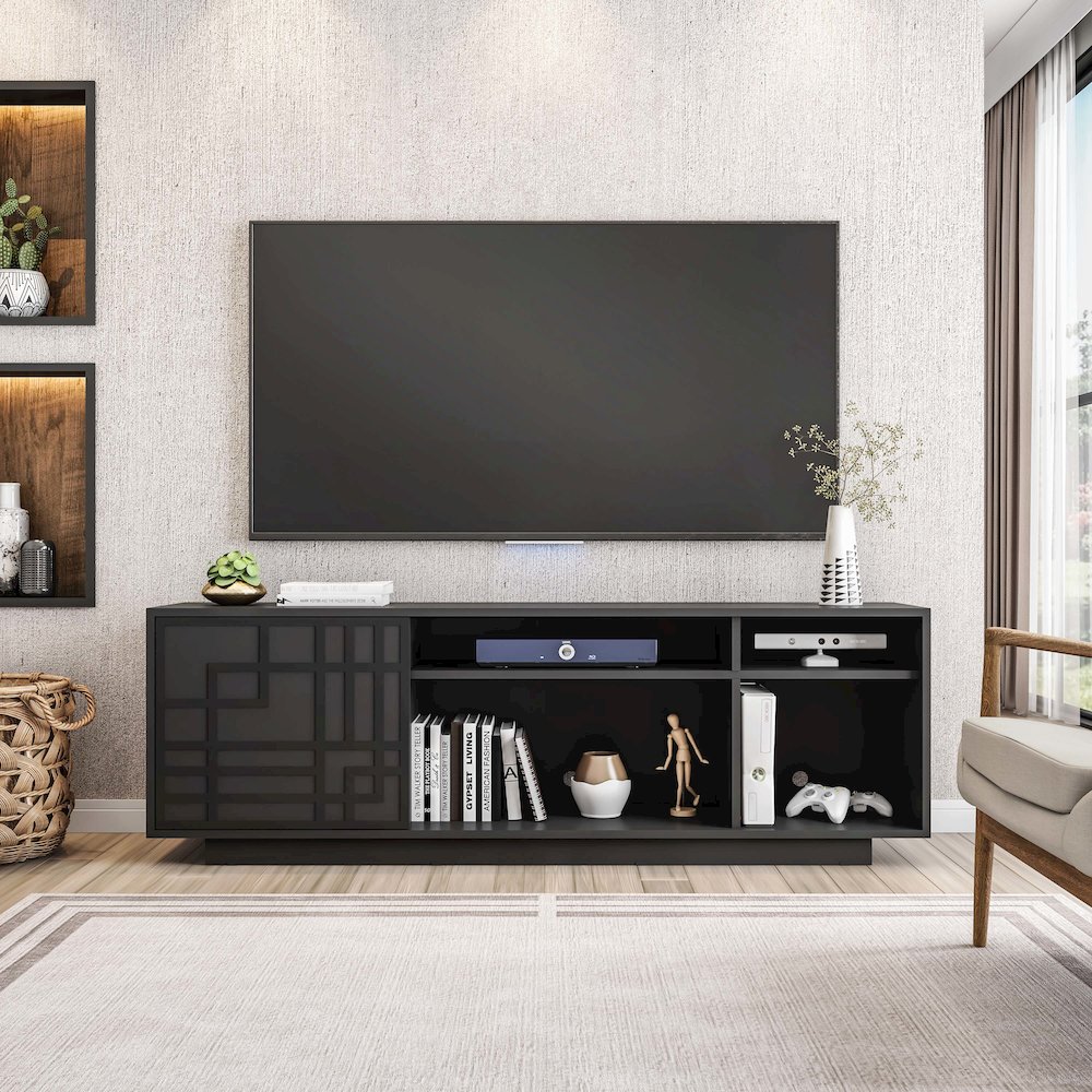 Techni Mobili Contemporary TV Stand for TV’s Up to 70”, Black. Picture 8