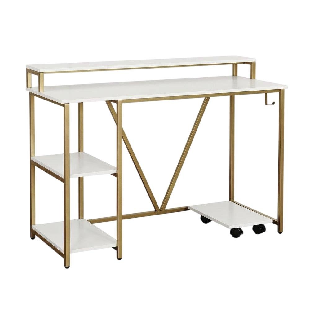 Industrial Gold Writing Desk With Sturdy Construction And Ample Workspace. Picture 4