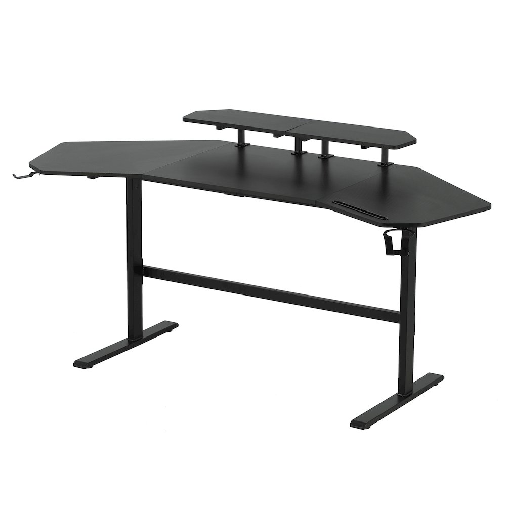 Gaming Desk with Shelves & Accessory Holder, Black. Picture 8