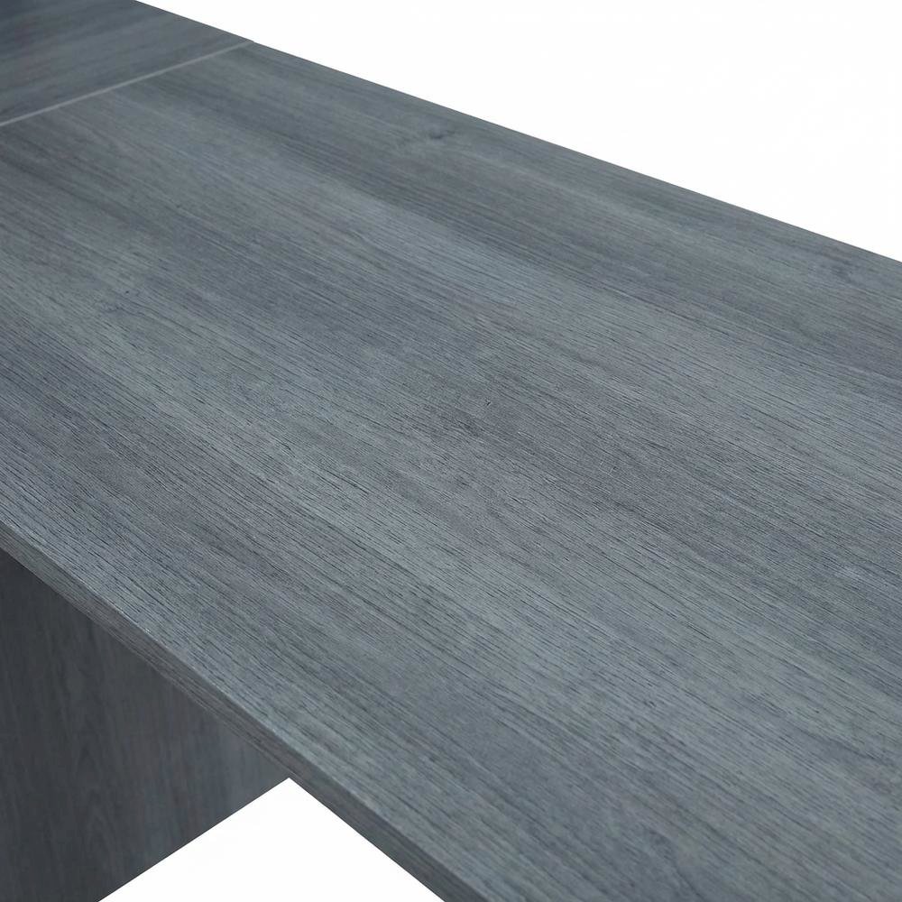 Wood Finish Desk with Hutch in Elegant Brown and Spacious Storage. Picture 5