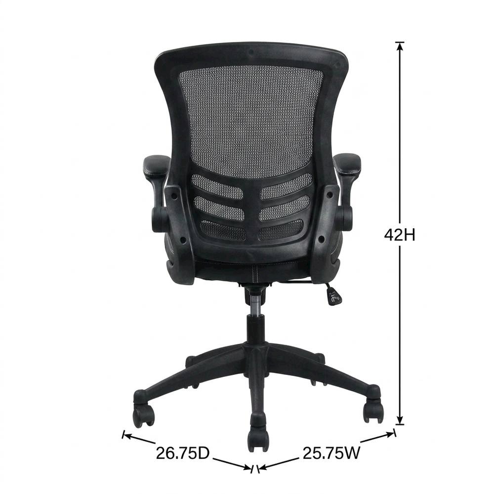 Black Mid-Back Mesh Office Chair with Adjustable Armrests for Comfort. Picture 5