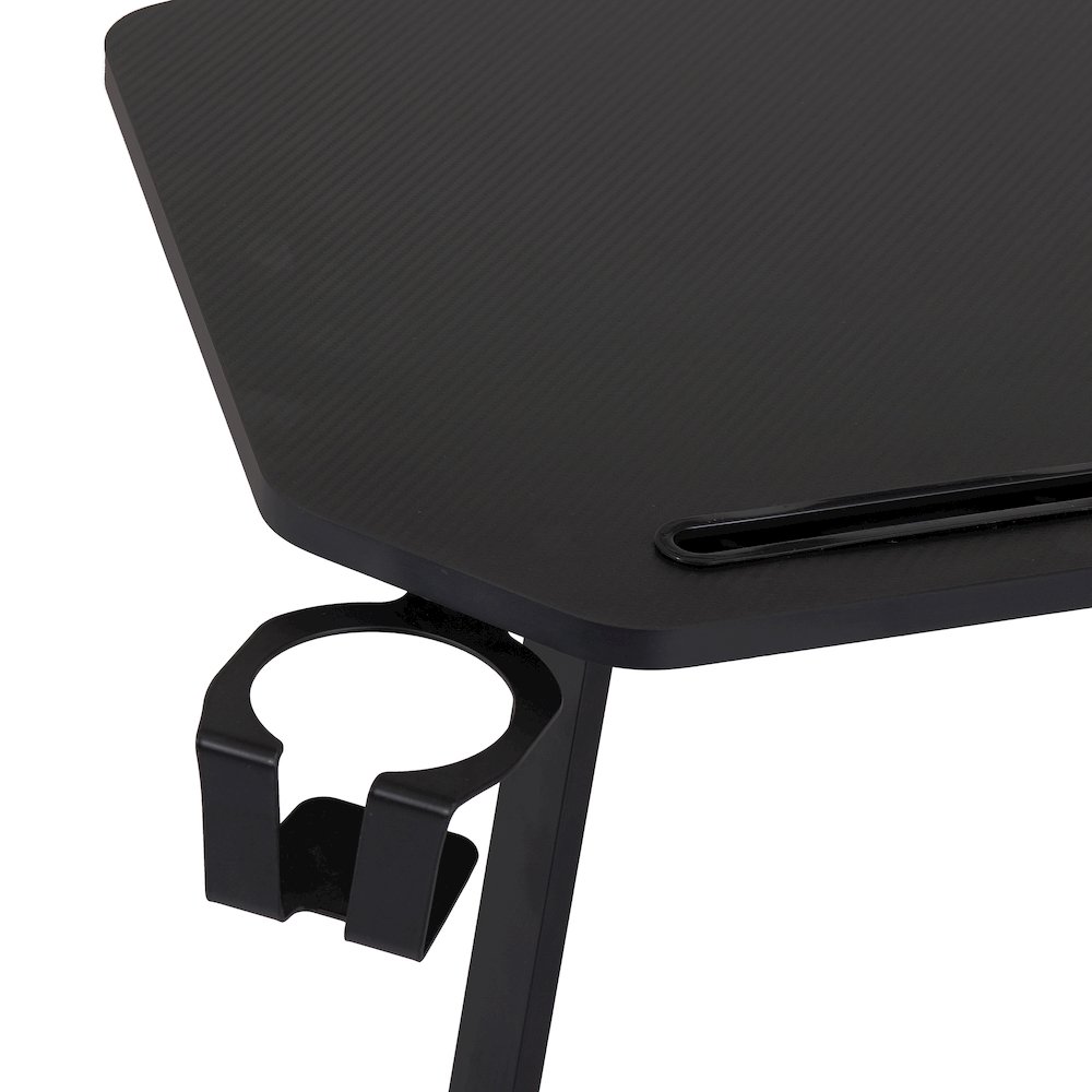 Gaming Desk with Shelf & Accessory Holders, Black. Picture 8