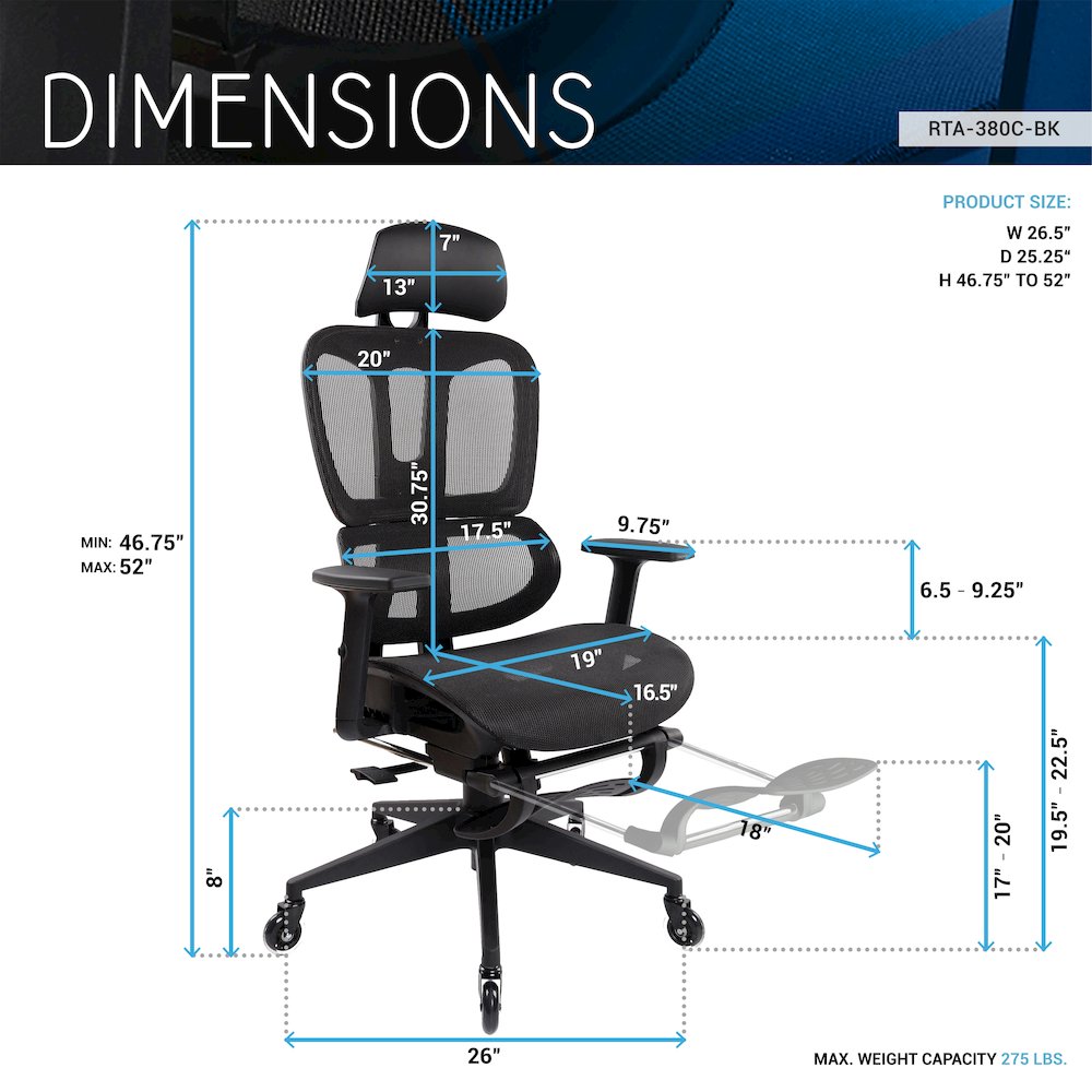 Reclining Ergonomic Chair with Lumbar Support – Office or Gaming Chair. Picture 12