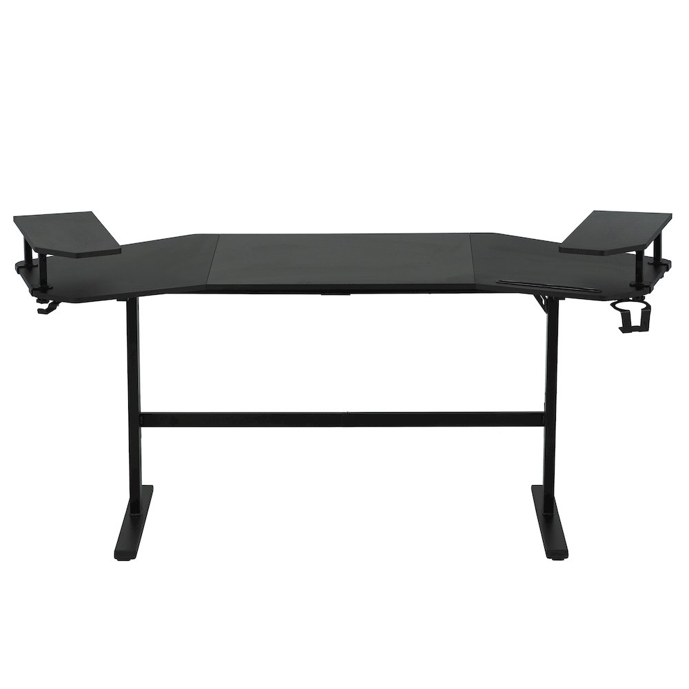 Gaming Desk with Shelves & Accessory Holder, Black. Picture 7